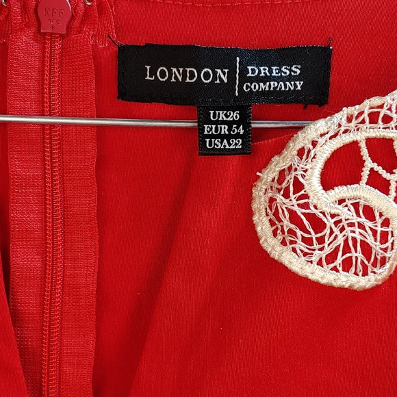 Size 22  Red Dress with Lace Embellishments London Dress Company - Picture 3 of 6